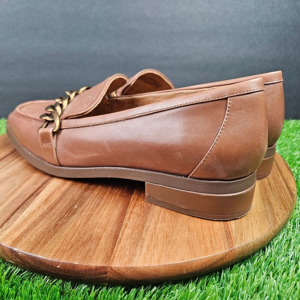 Vionic Mizelle Shoes Womens Size 10 Brown Chain Loafer Leather Comfort Slip On - Picture 4 of 13